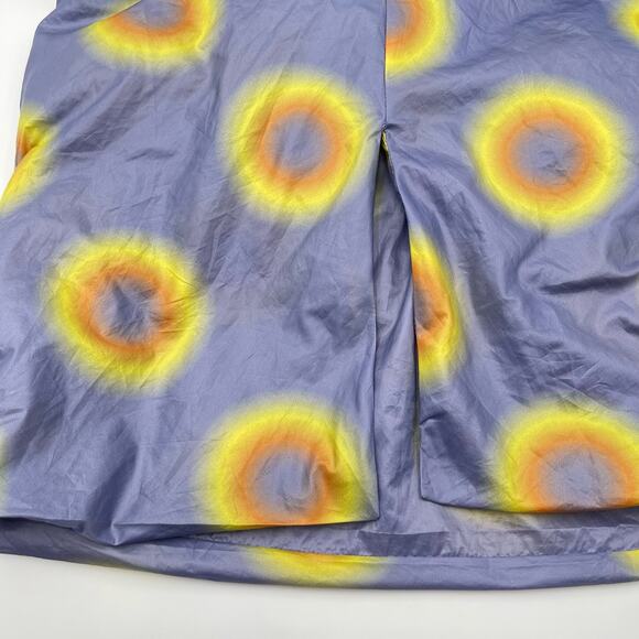 Maisie Wilen | Lady Miss Purple Yellow Ruched Low Back Polka Dot Midi Dress M - Picture 12 of 14